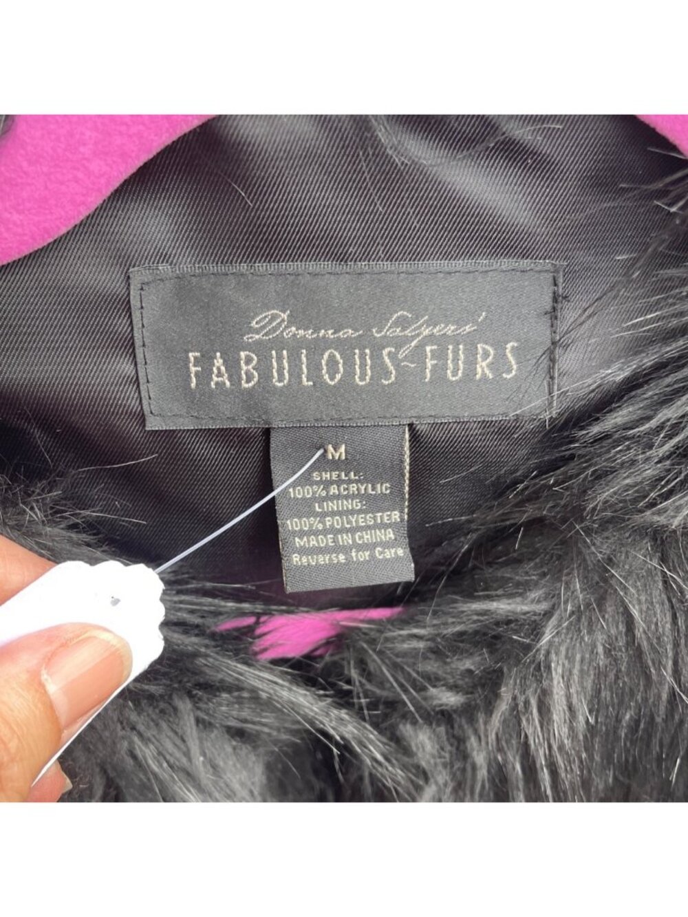 Donna Salyers Fabulous Furs Faux Fur Cropped Bolero Jacket Black Size M - Picture 2 of 7